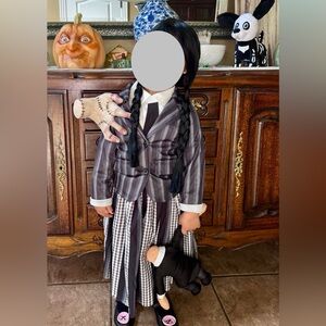 Wednesday Striped Black and White Kids Costume